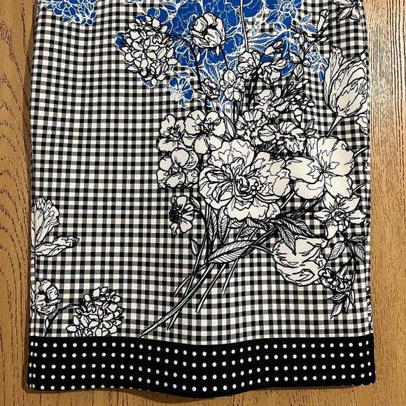 LABEL by 5 twelve Prince of Wales Check Floral Business Office Pencil Skirt Sz-M - Picture 3 of 8